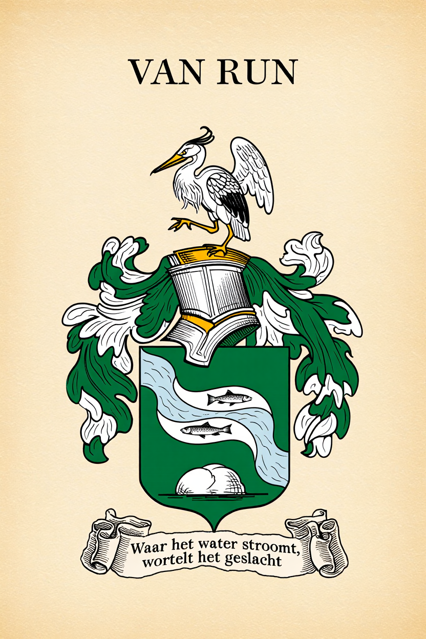 Familiewapen van de achternaam VAN RUN (vergrendeld)