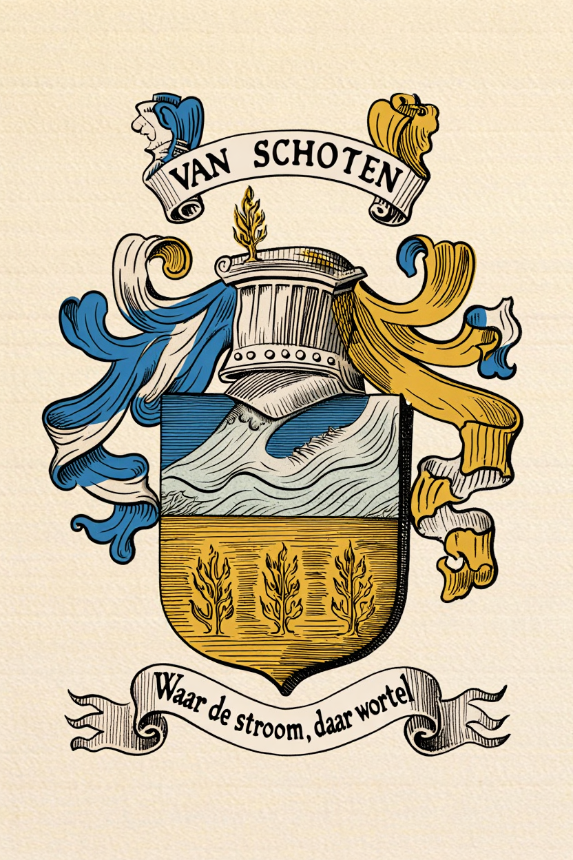 Familiewapen van de achternaam VAN SCHOTEN (vergrendeld)