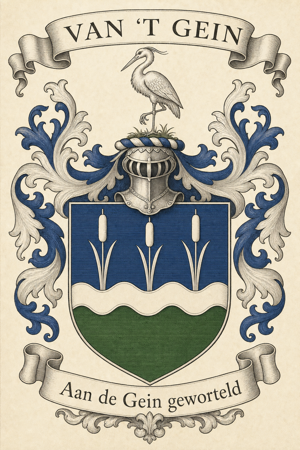 Familiewapen van de achternaam VAN ‘T GEIN (vergrendeld)