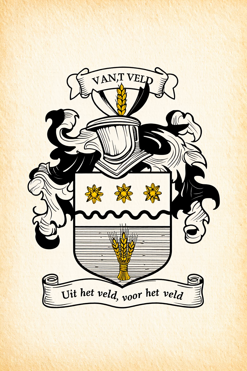 Familiewapen van de achternaam VAN,T VELD (vergrendeld)