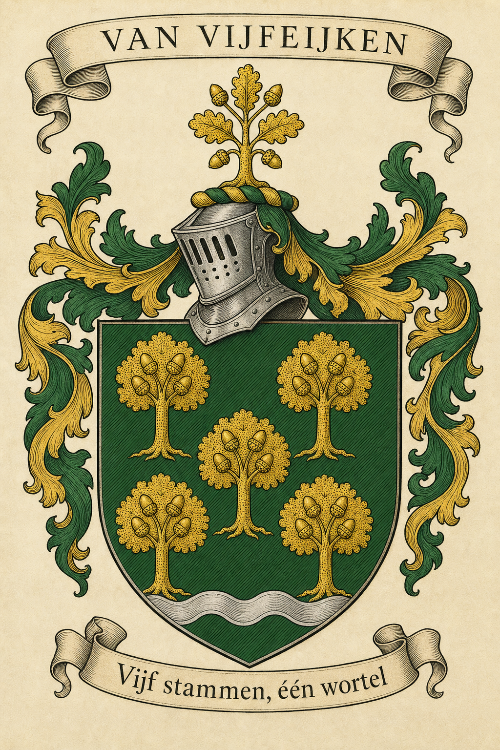 Familiewapen van de achternaam VAN VIJFEIJKEN (vergrendeld)