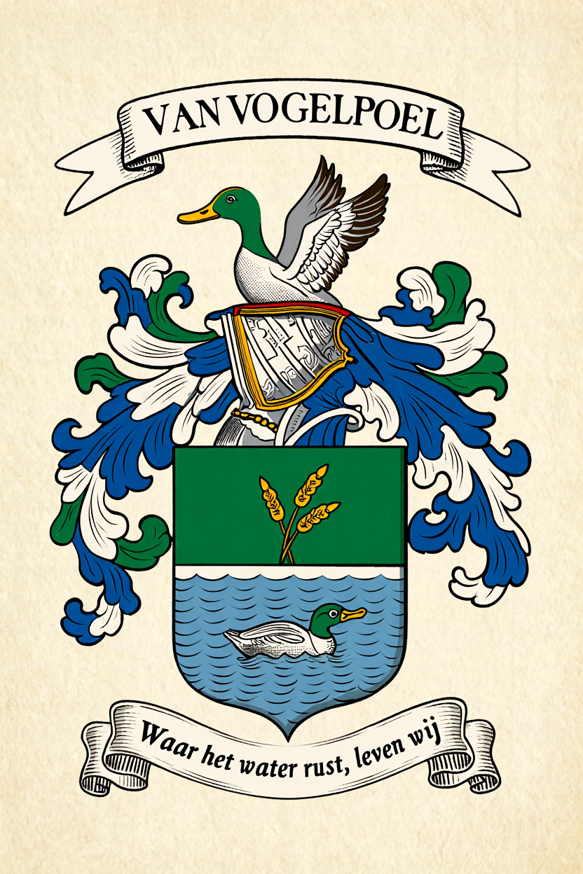 Familiewapen van de achternaam VAN VOGELPOEL (vergrendeld)