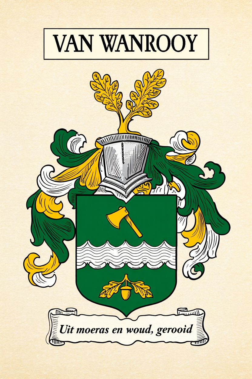 Familiewapen van de achternaam VAN WANROOY (vergrendeld)