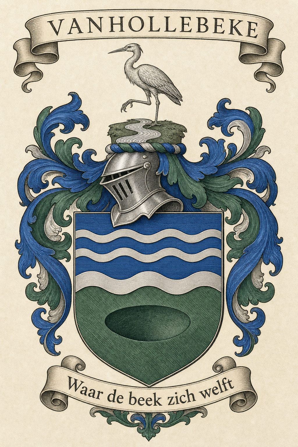 Familiewapen van de achternaam VANHOLLEBEKE (vergrendeld)