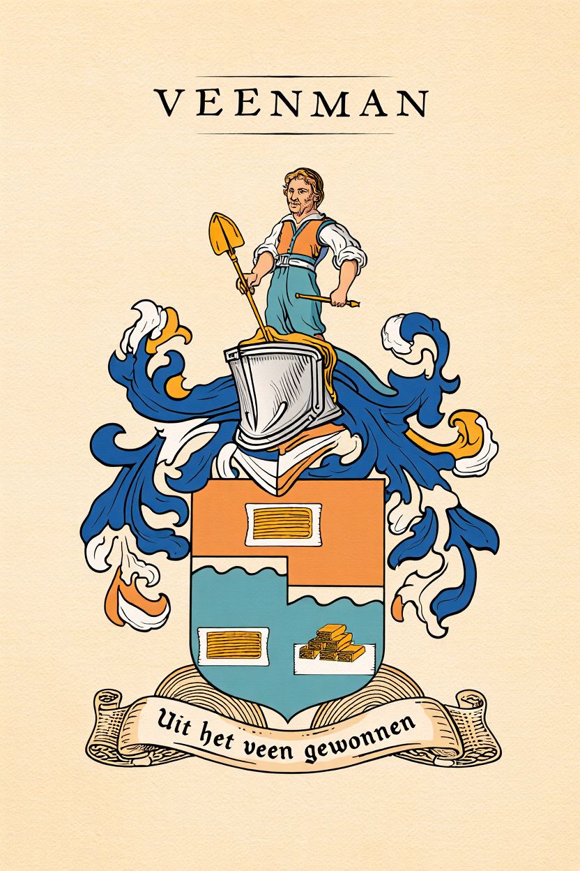 Familiewapen van de achternaam VEENMAN (vergrendeld)