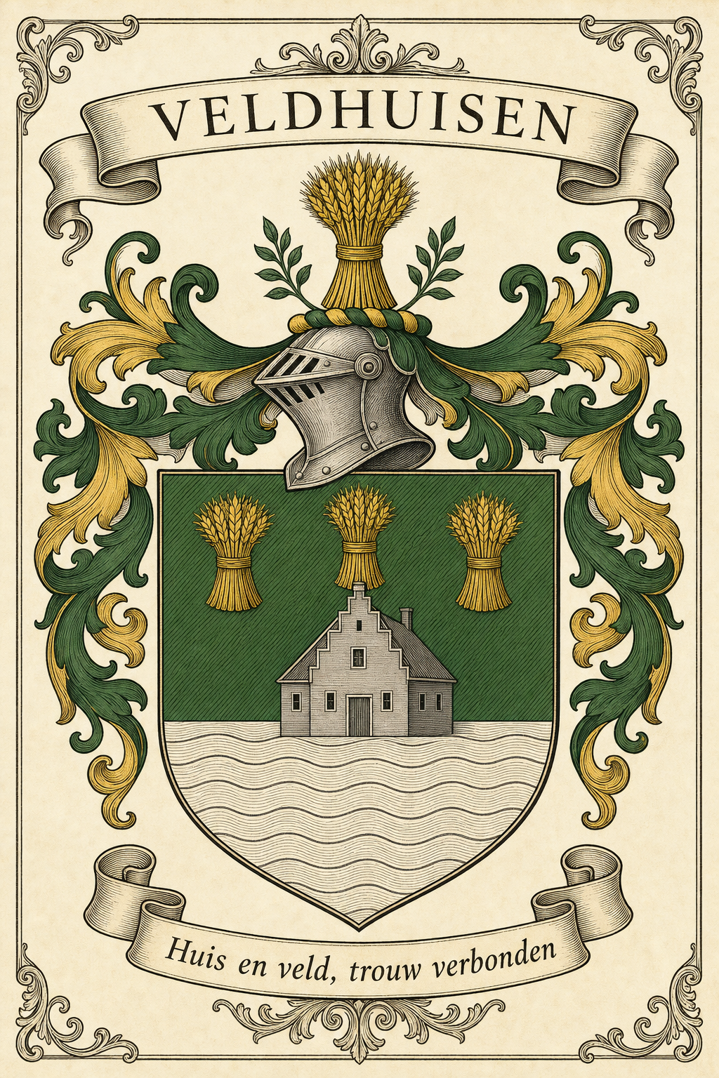 Familiewapen van de achternaam VELDHUISEN (vergrendeld)