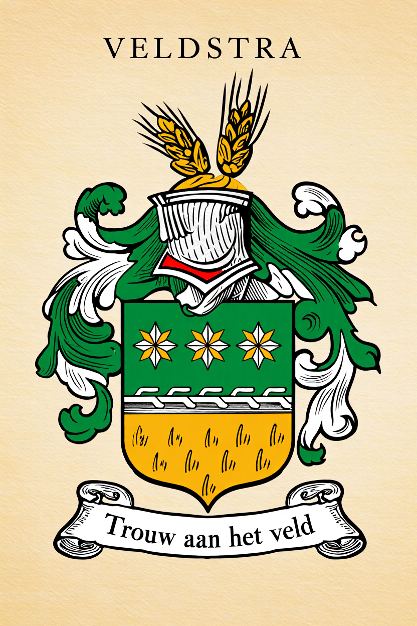 Familiewapen van de achternaam VELDSTRA (vergrendeld)