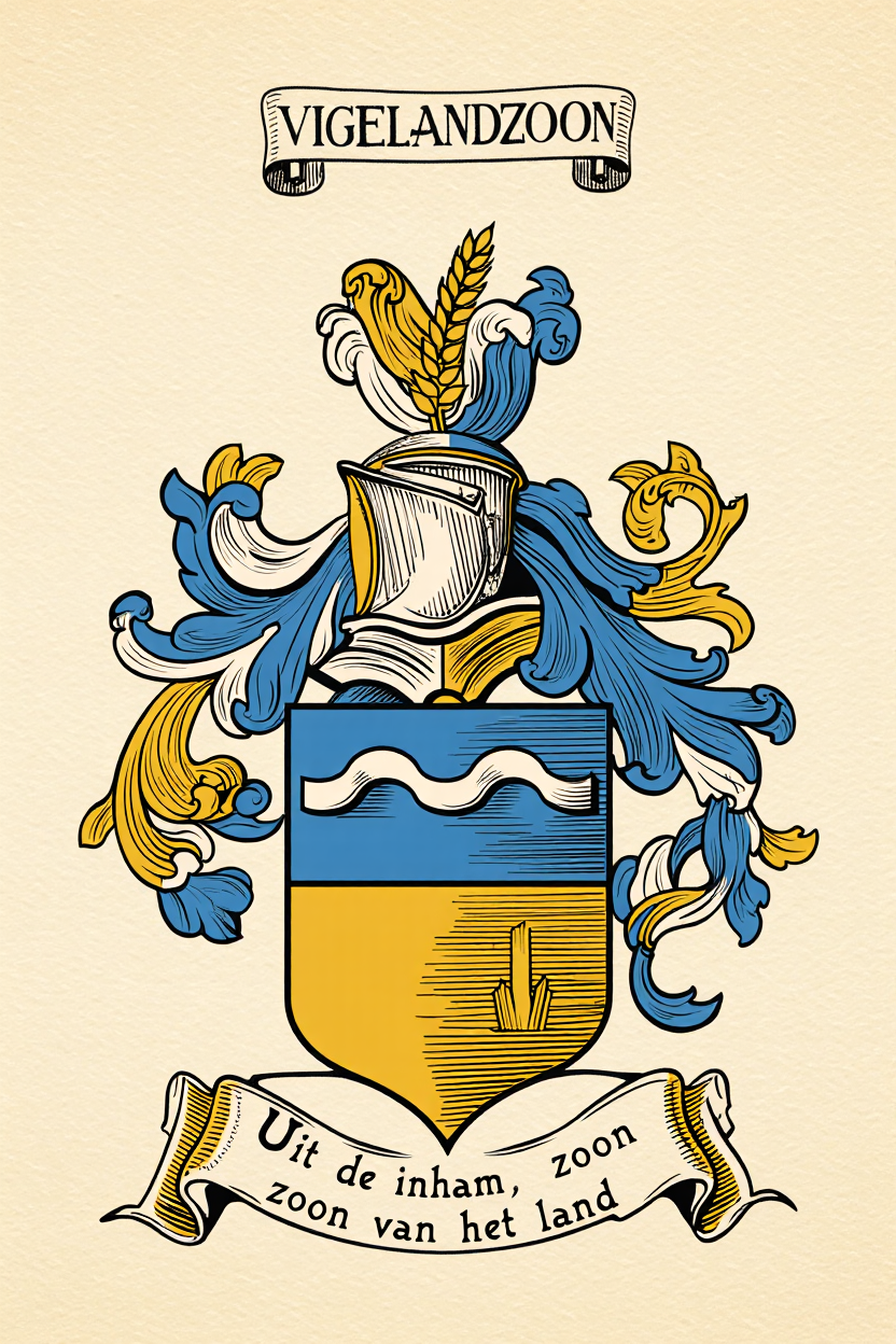 Familiewapen van de achternaam VIGELANDZOON (vergrendeld)
