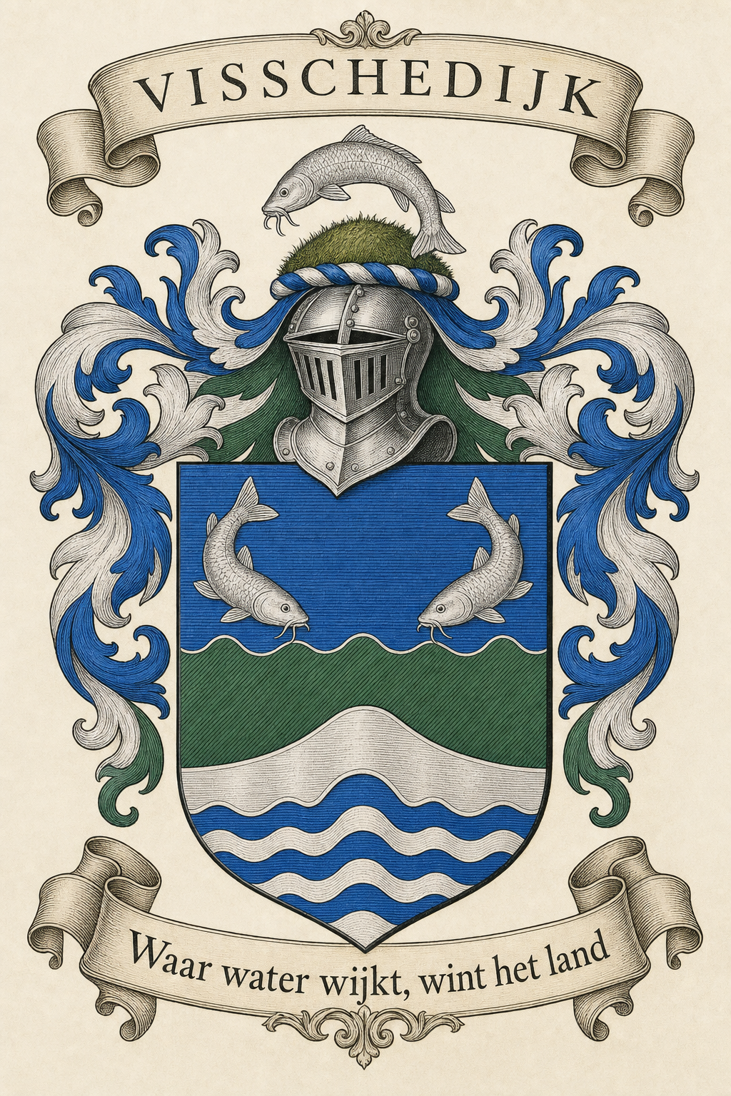 Familiewapen van de achternaam VISSCHEDIJK (vergrendeld)