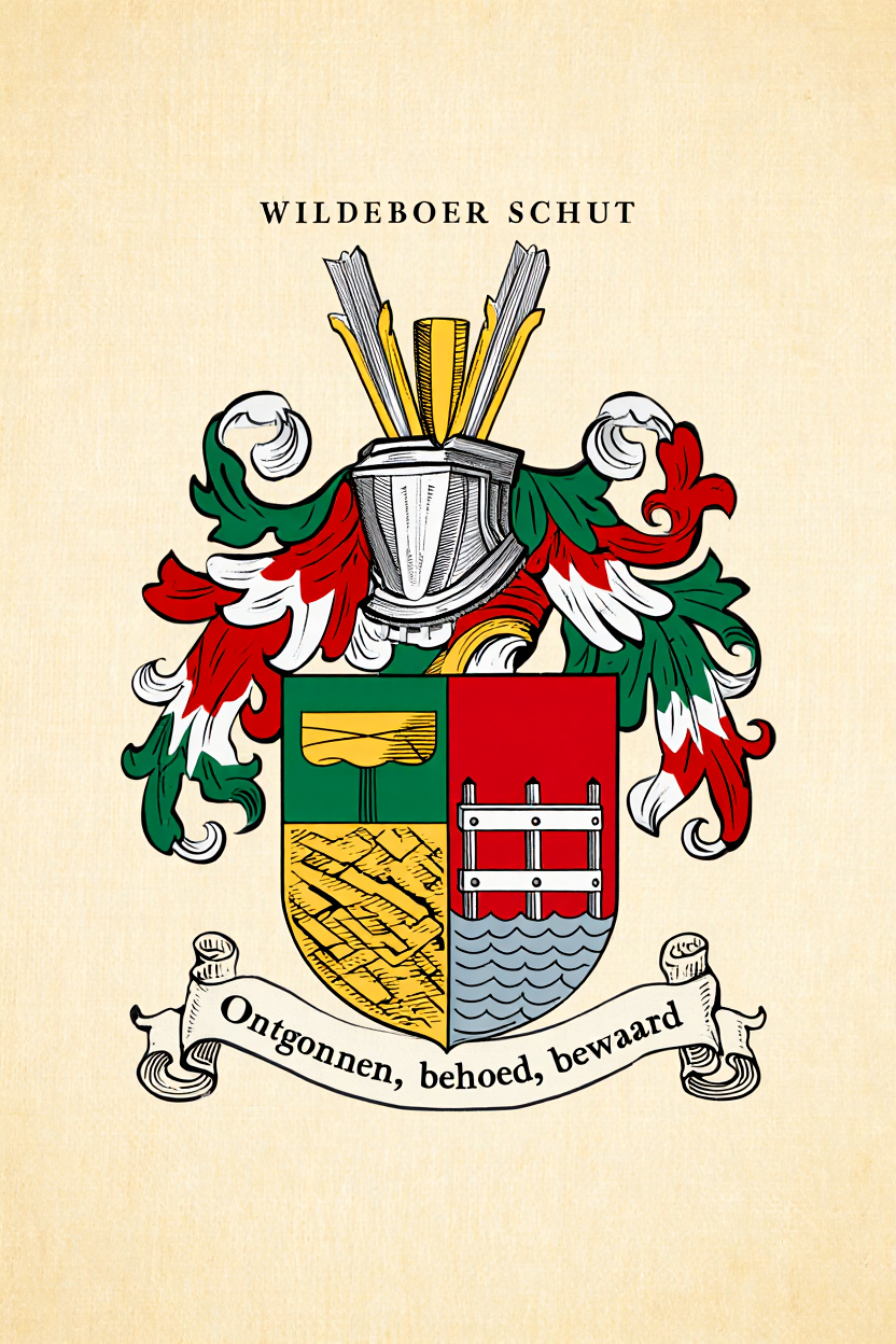 Familiewapen van de achternaam WILDEBOER SCHUT (vergrendeld)