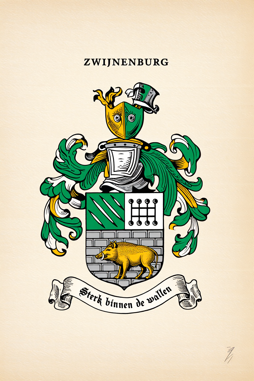Familiewapen van de achternaam ZWIJNENBURG (vergrendeld)